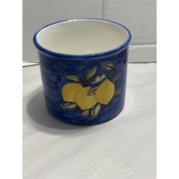 Ceramic Crock Kitchen Storage Canister Planter Lemons Fruit Made In Philippines - Picture 1 of 5
